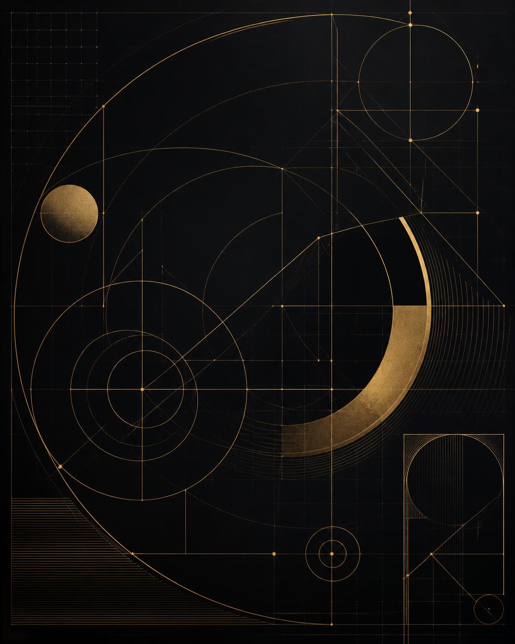 Gold geometric blueprint linework representing the platform's marketing framework